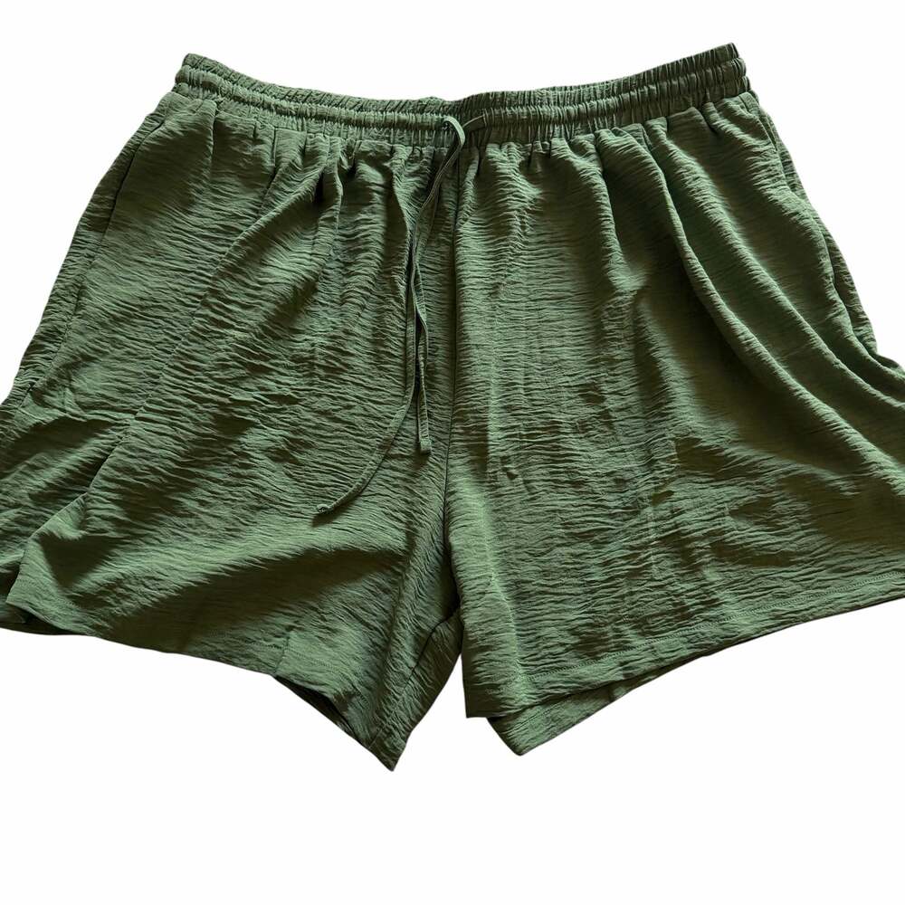 SHOWMALL Women's Casual Elastic Waist Textured Gauze Shorts 0054